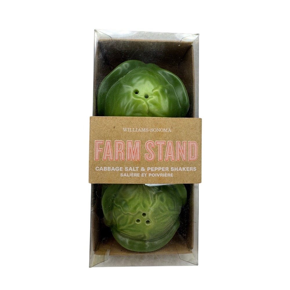Williams Sonoma Farm Stand Cabbage Salt Pepper Shakers Spring RARE New Old Stock